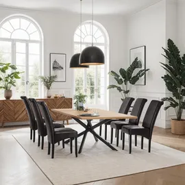 Tectake tectake® Esszimmerstuhl, gepolstert mit Kunstlederbezug, massive Holzbeine, 44 x 63 x 106 cm