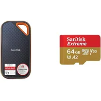 SanDisk Extreme PRO Portable SSD externe SSD 1 TB & Extreme microSDXC UHS-I Speicherkarte 64 GB + Adapter