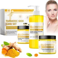 Kurkuma Combo Hautpflege Set, Turmeric Glow Combo Skincare Set, Glow Combo-Hautpflegeset Kurkuma, Glühbutter und Kurkuma Glühgesichtwäsche, Natürliches Peeling und Flüssigkeitszufuhr