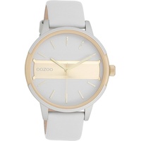 OOZOO Quarzuhr Oozoo Damen Armbanduhr Timepieces Analog, (Analoguhr), Damenuhr rund, groß (ca. 42mm) Lederarmband, Fashion-Style grau