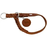 Hunter Dressurhalsung Solid Education cognac, besonders belastbares Leder, handgeflochten, mit Stoppring, Made in Germany, Größe: M-L