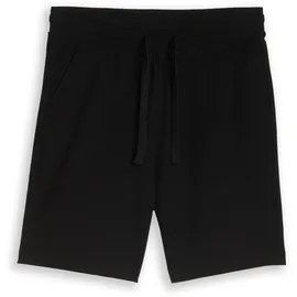 Tom Tailor DENIM Herren Relaxed Shorts mit Waffelstruktur, schwarz, Uni, Gr. M
