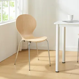 [en.casa] Esszimmerstuhl Etne Holz Metall Natur/Chromfarben 4er Set