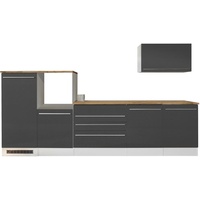 Respekta Küchenblock Gabriel LBBERP320HWGC ohne E-Geräte 320 cm Grau Hochglanz