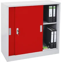 Mendler Aktenschrank Boston HWC-F41, Stahlschrank, mit Schiebetüren 90x90x45cm ~ rot