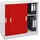 Mendler Aktenschrank Boston HWC-F41, Stahlschrank, mit Schiebetüren 90x90x45cm ~ rot