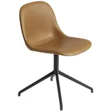 Muuto Fiber Side Chair, swivel base, refine leder cognac / schwarz