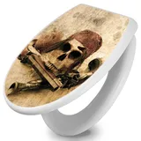 Banjado Toilettendeckel Mit Absenkautomatik WC-Sitz Soft Close Weiß Hygienischer Duroplast Leichte Montage Mit Motiv Pirat