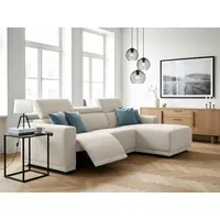 Ecksofa OTTO HOME "LEOO", creme, B:254,5cm H:83cm T:173cm, Webstoff 100% Polyester, Sofas, Ecksofa, mit USB A/C-Anschluss. Federkern, verstellbaren Kopfstützen, Webstoff