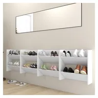 VidaXL Wand-Schuhschränke 4 Stk. Weiß 60x18x60 cm Holzwerkstoff