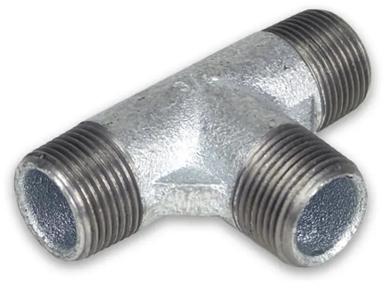 Temperguss Gewindefitting T-Stück (AG - AG - AG) (Ausführung: 1/2''AG)