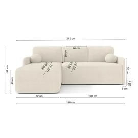 Selsey Eckcouch mit Schlaffunktion 2-Sitzer Creme