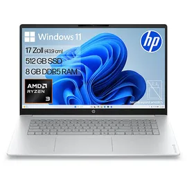 HP OmniBook 3 17-dp0331ng AMD Ryzen 3 30 8 GB RAM 512 GB SSD Win11 Home Glacier Silver