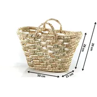 Kobolo Tasche aus Palmblatt mit Lochmuster Naturell braun Einkaufstasche