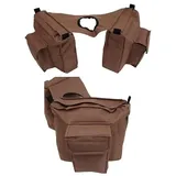 Generisch Horn Satteltasche für Westernsattel aus Nylon Braun, 4 Taschen, gepolstert, mit Reißverschluss & Klettverschluss, robuste Western Satteltasche für Ausritte & Zubehör
