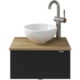 Saphir Waschtisch Serie 6915 Waschschale mit Unterschrank für Gästebad, Gäste WC (3-St., Keramik-Aufsatzbecken, Waschtischplatte, Waschtischunterschrank), 51 cm breit, 1 Tür, Waschtischplatte, kleine Bäder, ohne Armatur schwarz