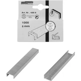 Brüder Mannesmann Werkzeuge M 486-06 Ersatzklammern 6 mm für 483+484, 1000 Stück, Weiß