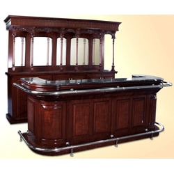 Casa Padrino Luxus Cocktail Bar mit Marmorplatte Dunkelbraun / Schwarz / Silber 279,4 x H. 223,5 cm - Massivholz Bar - Bar Möbel - Hotel & Restaurant Möbel