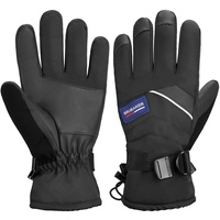 BRUBAKER Skihandschuhe Thermo Handschuhe für Ski Snowboard Wintersport (Winterhandschuhe für Herren und Damen, Extra Warme Snowboardhandschuhe) Wasserdicht und Winddicht - Schwarz schwarz M-L