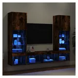 vidaXL 5-tlg. Wohnwand mit LED-Beleuchtung Räuchereiche Holzwerkstoff