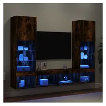 vidaXL 5-tlg. Wohnwand mit LED-Beleuchtung Räuchereiche Holzwerkstoff