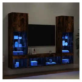 vidaXL 5-tlg. Wohnwand mit LED-Beleuchtung Räuchereiche Holzwerkstoff