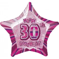 30. Geburtstag Folienballon Stern pink