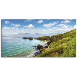 Wandbild ARTLAND "Küstenweg in Carrick-a-Rede", grün (farbe bild(er): grün), B:100cm H:50cm T:1,8cm, Canvas, Leinwand, Bilder, als Leinwandbild, Poster in verschied. Größen