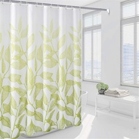 J26 Duschvorhang waschbar Vorhang Digitaldruck inkl. Vorhangringe Anti Schimmel Badezimmer Badewanne 240 x 200 cm (240 x 200 cm, Blätter)