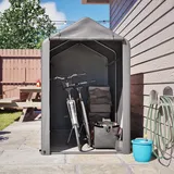 Fahrradgarage 187x100x160 Cm Schwarzes Stahlgestell Pulverbeschichtet Wetterfestes Zelt Mit Pe-plane Dunkelgrau Für Fahrrad & Gartengeräte – Ideal Für Balkon, Terrasse & Hof