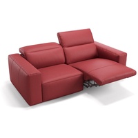 Sofanella 2-Sitzer Leder Lenola, Relaxsofa, Designsofa, Designer Couch, Italienisches Sofa, 2er Sofa rot