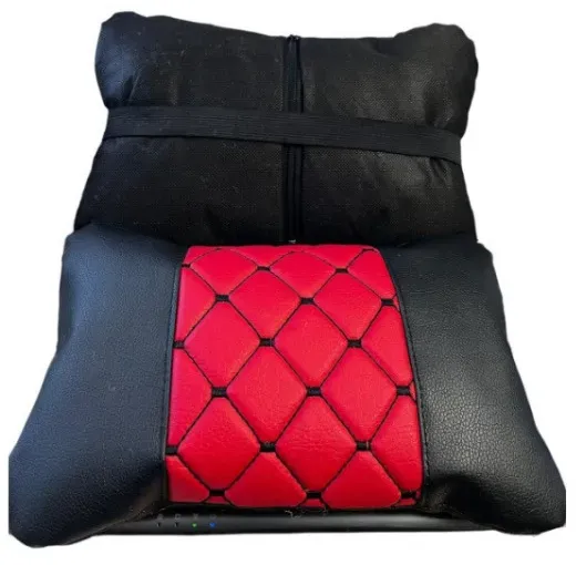 Set aus 2 universellen Auto-Nackenkissen, rot mit schwarzer Naht