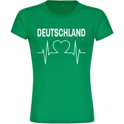 multifanshop Damen T-Shirt - Deutschland - Herzschlag - Druck weiß - Frauen