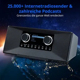 Medion P85333 Internetradio mit DAB+ (WLAN, UKW, Spotify Connect, Amazon Music, DLNA, USB, Kopfhörer-Anschluss, AUX, Stereo Line-Out Cinch, Sleep Timer) schwarz