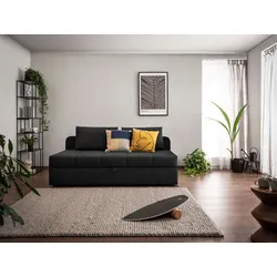 Schlafsofa ALINA "Marla", grau (anthrazit eqe 139), B:201cm H:73cm T:95cm, Chenille EQE (100% Polyester), Sofas, inkl. Stauraum und 2 Rückenkissen