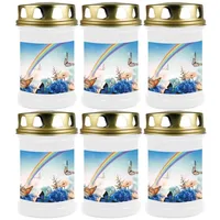 HS Candle Grabkerze (6-tlg), Grabkerze Brenndauer 40 Stunden viele vers. Variationen und Motive weiß
