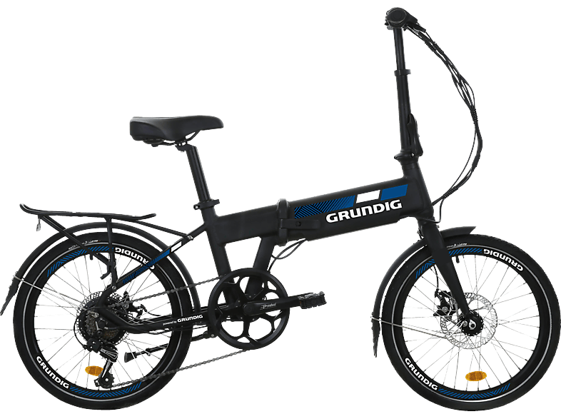 GRUNDIG E-Faltrad 20" Urbanbike (Laufradgröße: 20 Zoll, Rahmenhöhe: 30 cm, Unisex-Rad, 252 Wh, Schwarz)