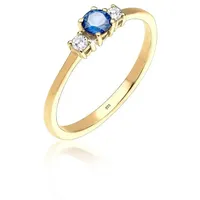 Elli Fingerring Verlobungsring Zirkonia Saphirblau 925 Silber goldfarben 54