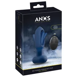 ANOS RC Flicking Tongue Analplug mit Fernbedienung 14,1 cm - Dunkelblau