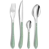 Pradel Essentiel Amefa Bistro 1-2-3, Tafelbesteck für 6 Personen, 18/0 Edelstahl mit Kunststoffgriff in Trendfarbe, wassergrün,