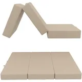 POKAR Klappmatratze 3-teilige Faltmatratze Camping Matratze Gästematratze Feldbett Klappbett Gästebett Bodenmatratze Schlafmatratze 80 x 195 x 15 cm, Beige