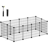 SONGMICS Freilauf, DIY-Kleintiergehege, Kleintierkäfig, Welpenauslauf, Kaninchen, Meerschweinchen, Metallgitter, 123 x 63 x 41 cm, schwarz LPI001B01