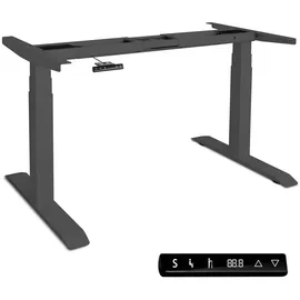 POPPSTAR Elektrisch höhenverstellbares Schreibtisch-Gestell grau (stufenlos, Zwei Motoren) Höhenverstellbarer Tisch mit Kollisionsschutz, Soft-Start/Stopp, Memory-Funktion & Sitz-Zeit-Erinnerung