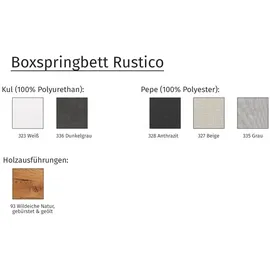 Hasena Rustico Boxspringbett, 140-180 cm Braun / Anthrazit, Liegefläche:140 x 200 cm, Topper:Superio-Topper