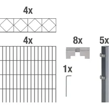 GAH Alberts Alberts Komplettset Doppelstabmatte mit Dekorstreifen Bergen, anthrazit, Länge 8 m, Höhe 120 cm, Set