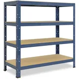 shelfplaza Schwerlastregal Metall 100x23x30 cm blau 4 Böden
