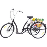 Fridgestea 26 Zoll Dreirad für Erwachsene, 6 Gang 3 Räder Fahrrad, Erwachsenendreirad Tricycle mit Einkaufskorb, Klingel, Schutzblech für Damen Herren Senioren (Schwarz)