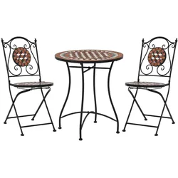 vidaXL 3-tlg. Bistro-Set Mosaik Keramik Terrakotta