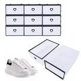 ERnonde 20X Schuhkarton Boxen mit Fenster Aufbewahrung Schuhe Stapelbar aus Kunststoff, Schuhbox Faltbox Aufbewahrungsbox Organizer Regal Box Kiste schmal