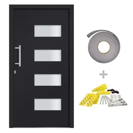 vidaXL Aluminium Haustür rechts 110 x 210 cm grau